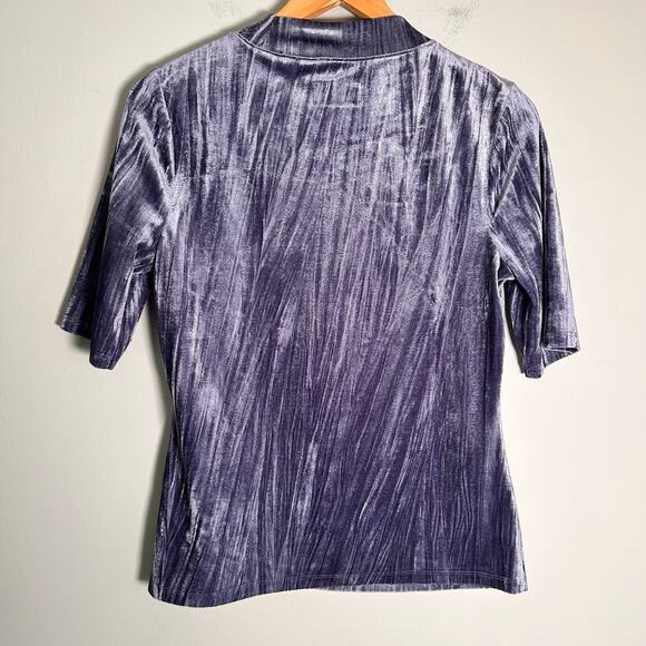 Anthropologie Pilcro Velveteen Mock-Neck Top Slate Blue Womens Sz M Velvet - Picture 6 of 10